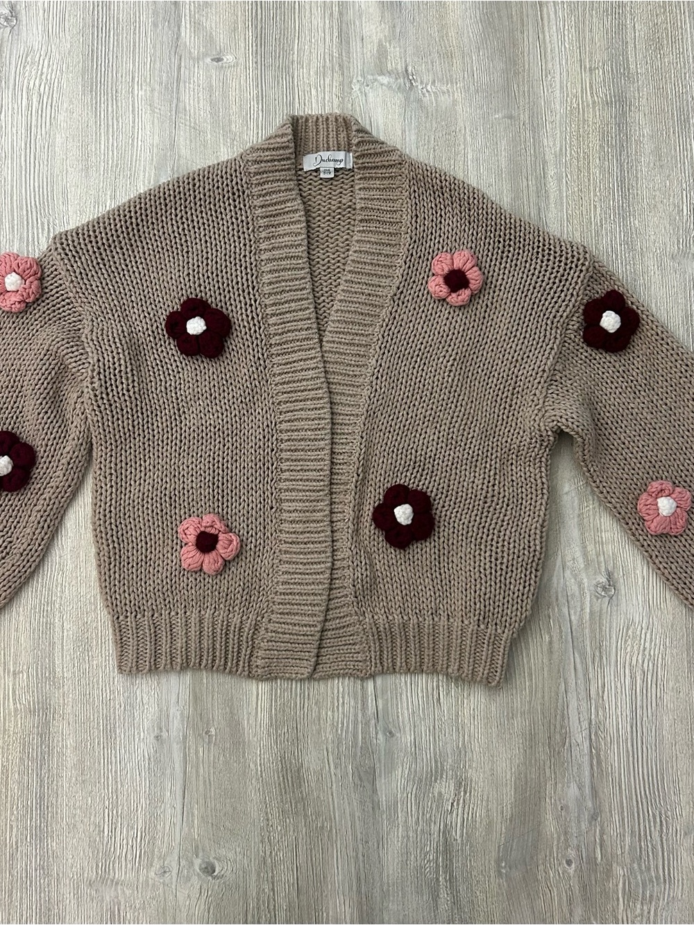 Anthropologie x Duchamp The Susannah 3D Floral Chunky Knit Cardigan Sweater OS